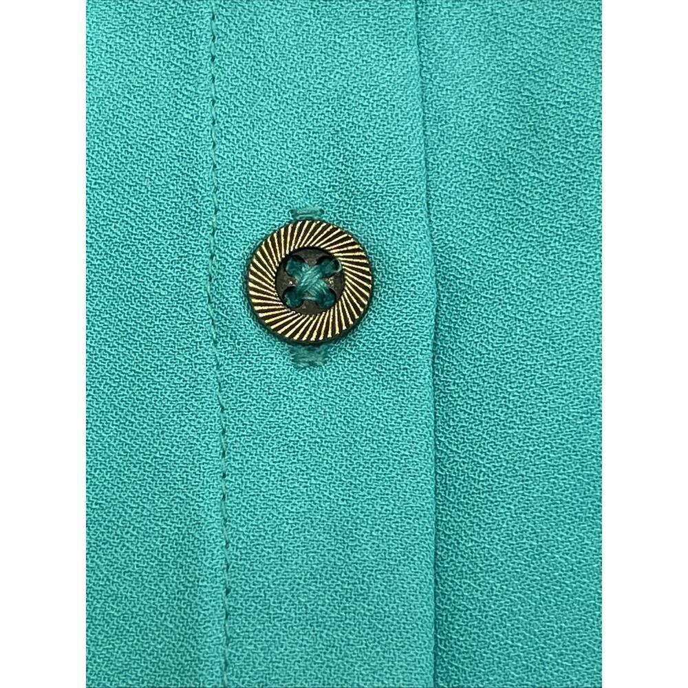 Catherines Button Up Tunic Top Women Size 3X Green SharkBite Hem Flowy - Picture 6 of 11